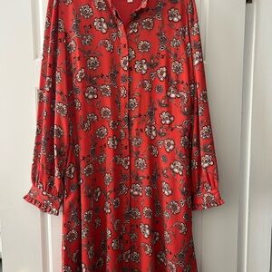 Floral Orange Button-Up Dress
